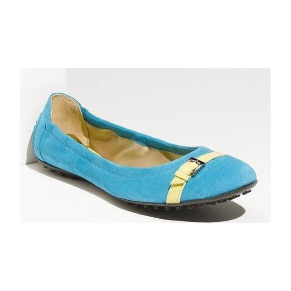 Tod's Dee Blue Suede Belted Cap Toe Ballet Flats Size 36.5 Women's shoe New - Picture 10 of 10
